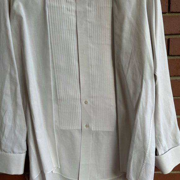 Fumagalli Tuxedo Dress Shirt White Pleated Buttonless French Cuff Formal XL 16.5 - Picture 7 of 14